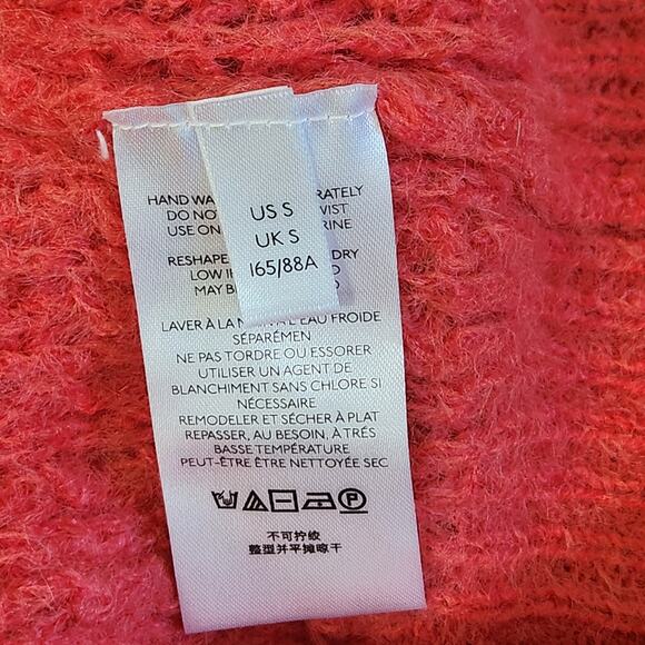 by Anthropologie Boatneck Ruffle Sweater Size S Pink Chunky Knit Retro 80s - Picture 5 of 8